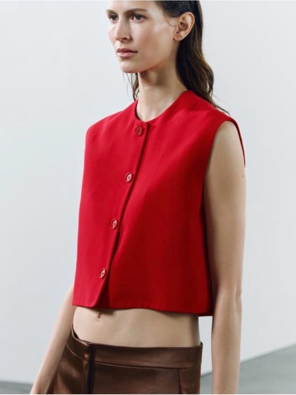 Zara Collection Waist Coat top in red